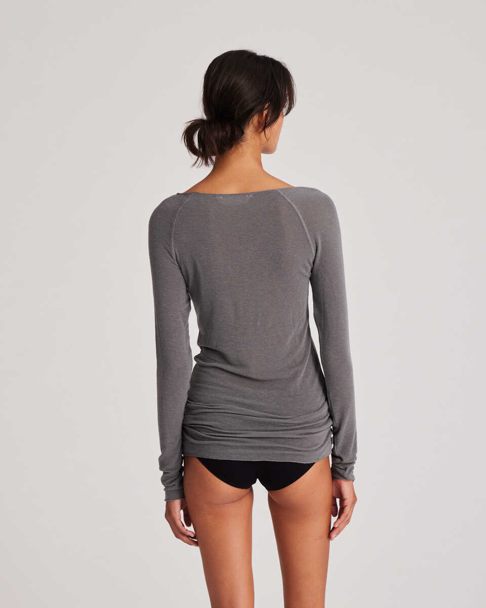 Amalie Wool langærmet t-shirt - Dark Gull Grey